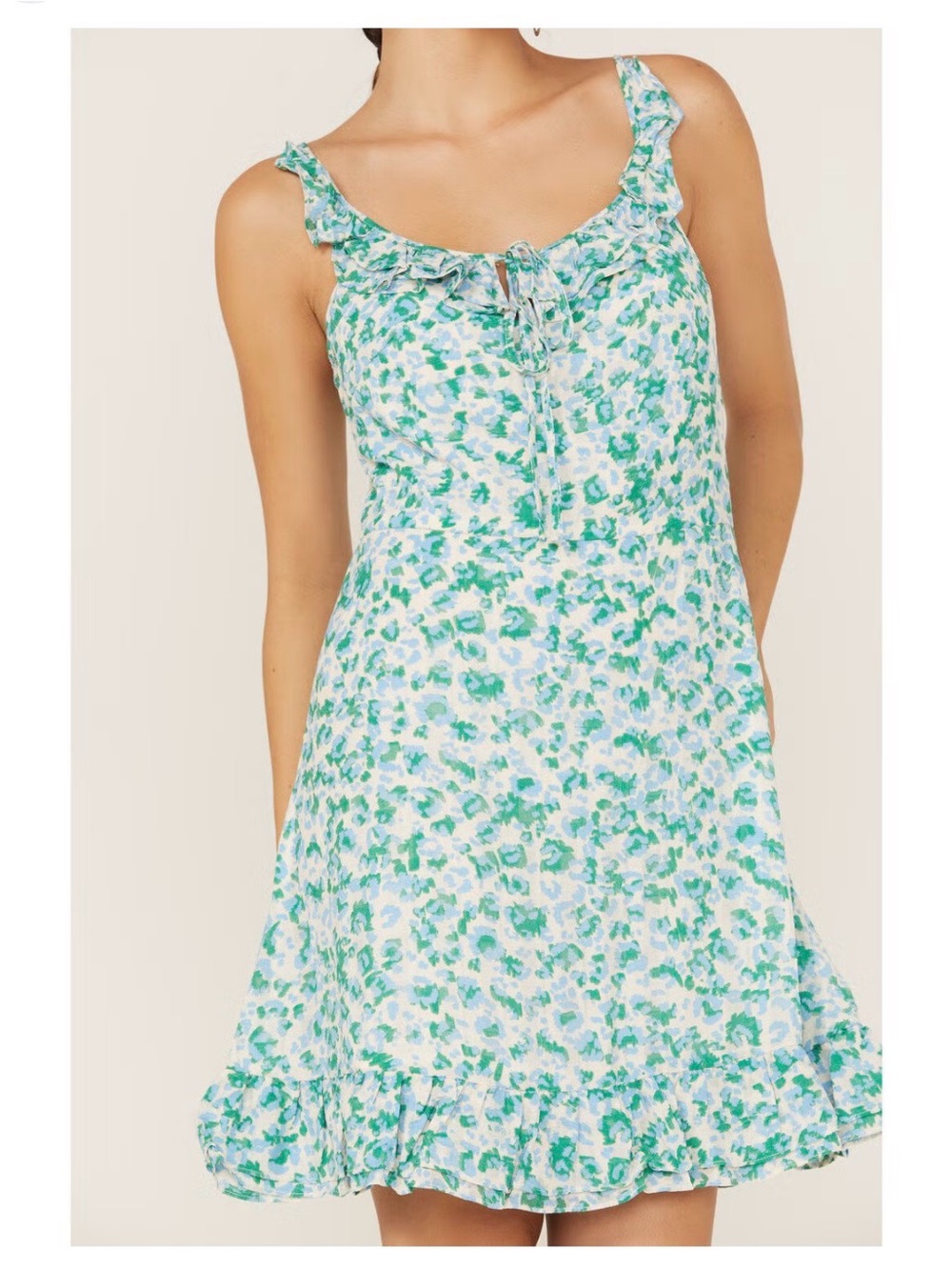 Molly Bracken Blue & Green Floral Print Dress size small